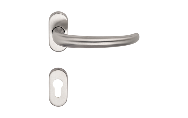 TREMOLO Beschlag
Matt gebürsteter Edelstahl-Türgriff Set