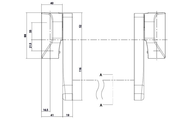 Strichzeichnung Frontal Stangengriff B-7404