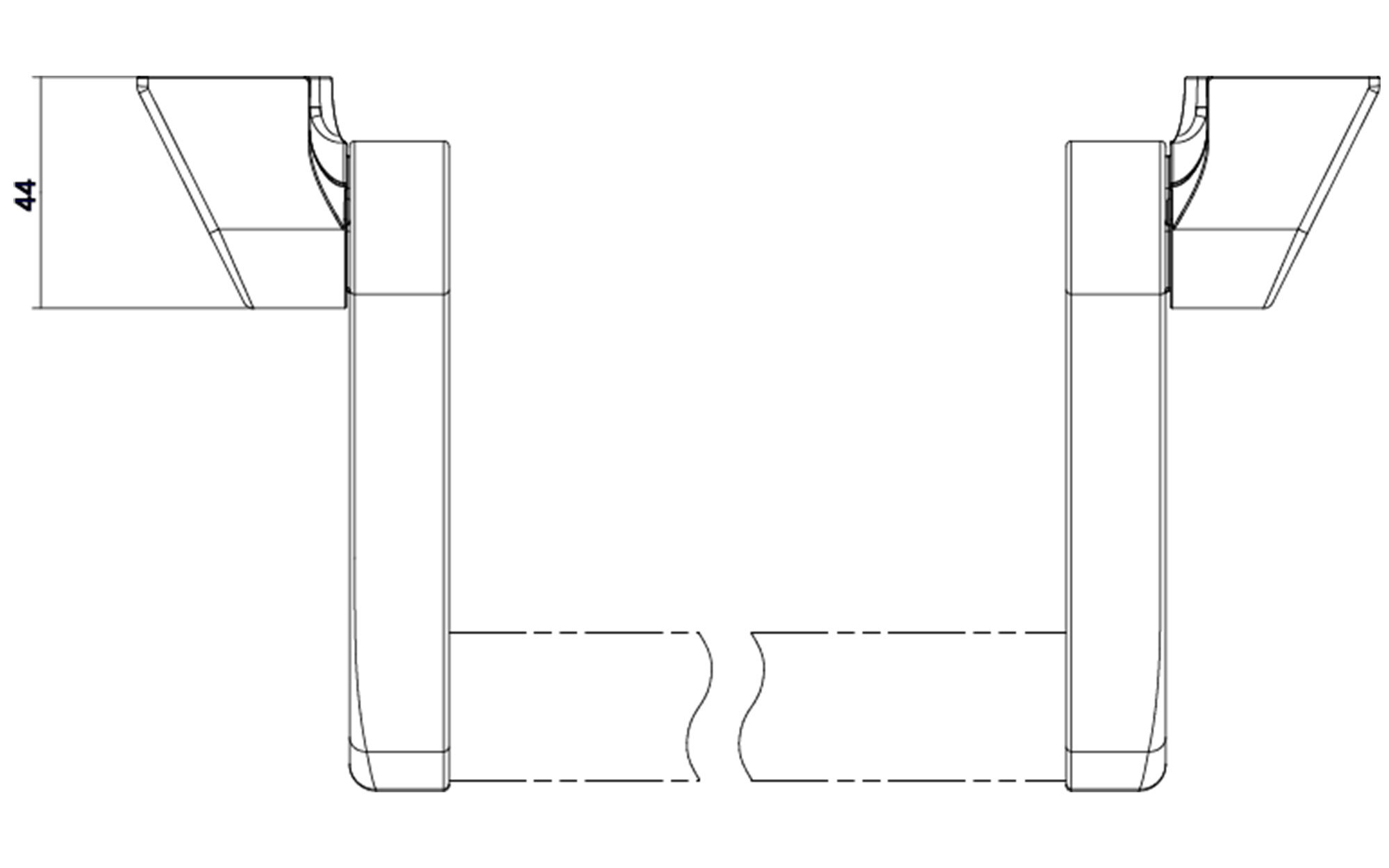 Strichzeichnung Stangengriff B-7404 in der Rückansicht