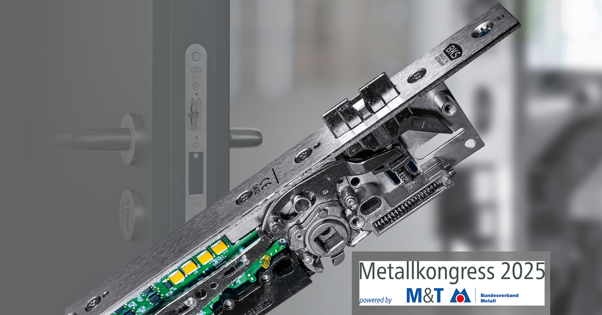 BKS auf dem Metallkongress 2025 Motiv Einsteckschloss mit Hinweis BKS auf dem Metallkongress 2025