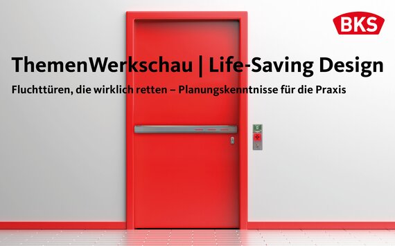 Rote Fluchttüre mit BKS TouchBar und EVT