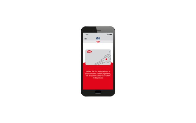 BKS Identifikation App
Smartphone mit BKS Sicherungskarte NFC