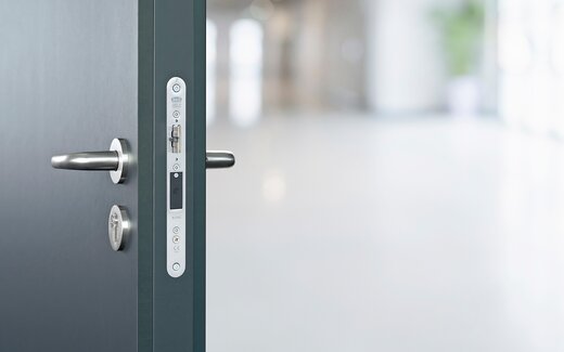 Moderne Tür mit Schloss und Griff der Marke BKS