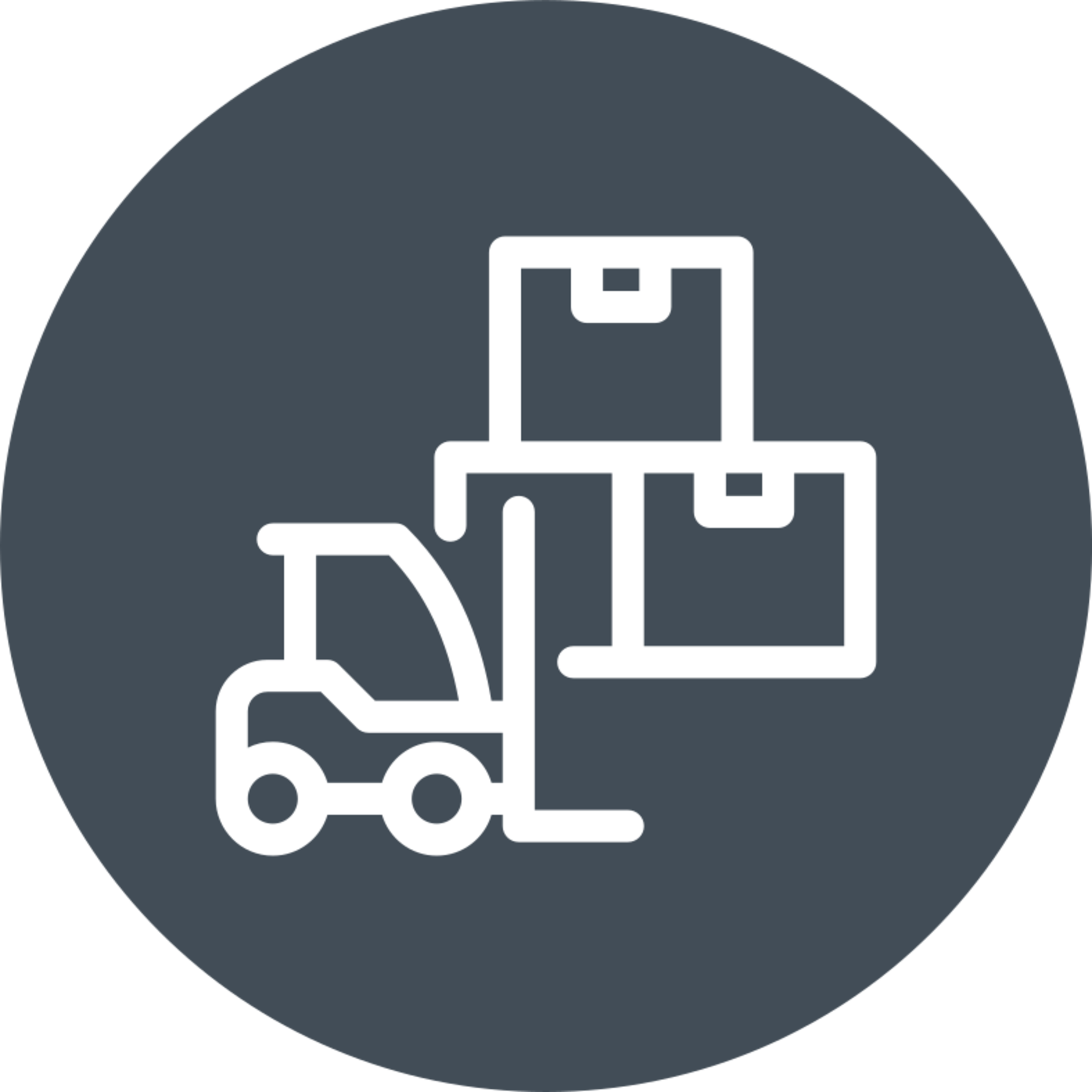 Forklift moves packages